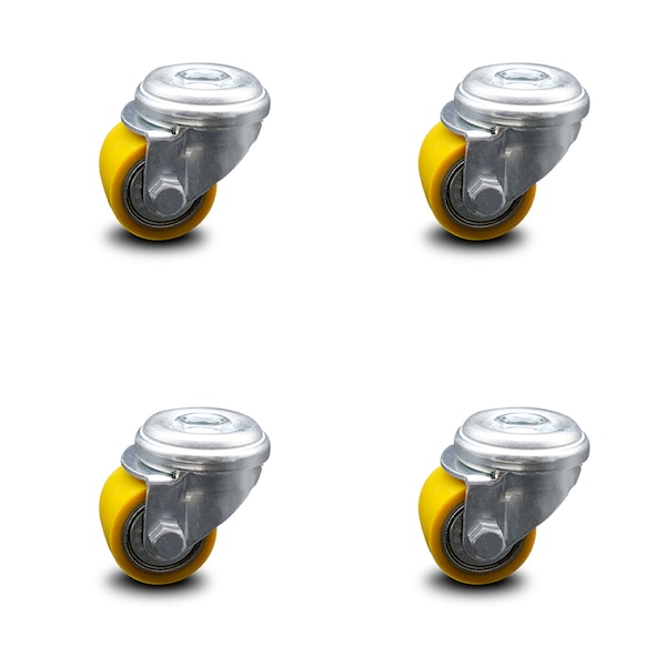 Low Profile Polyurethane 35mm Wheel Bolt Hole Caster, 4PK